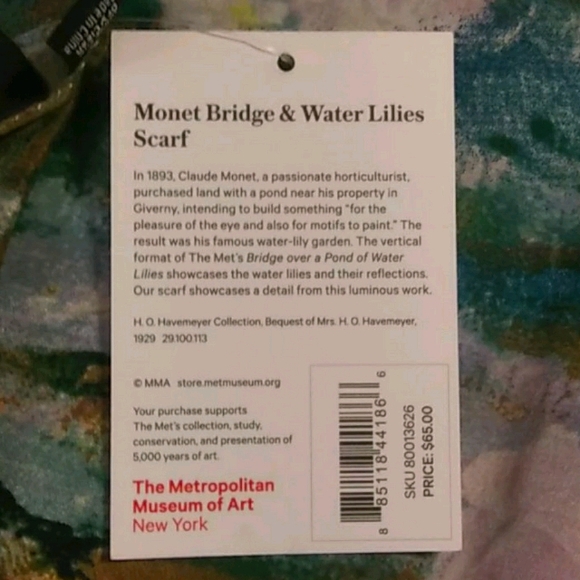 Monet Bridge and Water Lillies Scarf - Picture 3 of 4